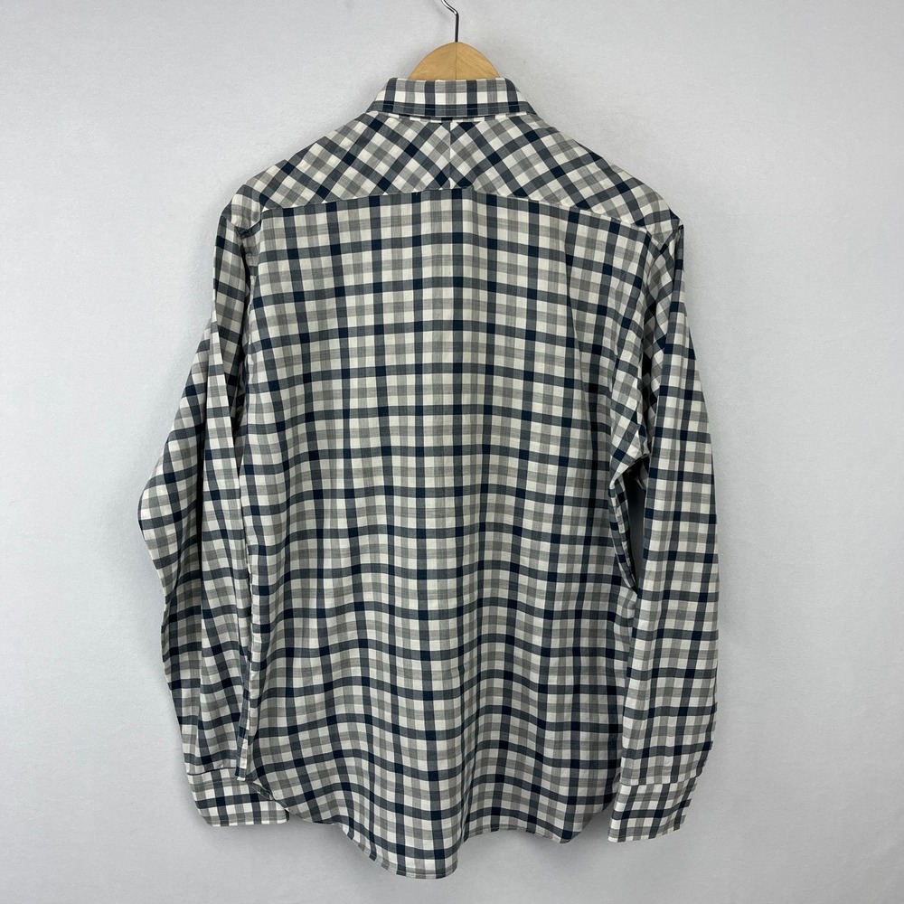 Billy Reid Standard Fit Blue Gray Gingham Check Shirt Sz M Italy - Picture 6 of 14